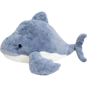 LVD Polyester Plush Medium Grey Whale Kids Stuffed Cuddle Toys 45cm Blue