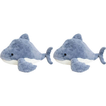 2x LVD Polyester Plush Medium Grey Whale Kids Stuffed Cuddle Toys 45cm Blue