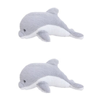 2PK LVD Super-Soft Plush Dolphin Kids Stuffed Animal Toy 29x15cm Grey