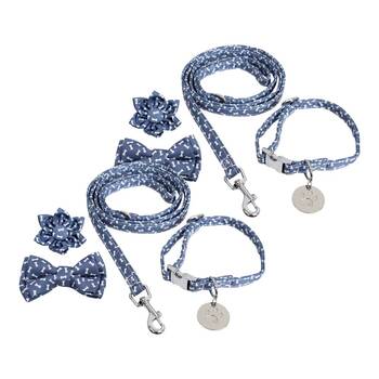 2PK Lavida Polyester/Metal Pet/Dog S-M Collar & Accessories Set - Bones Blue