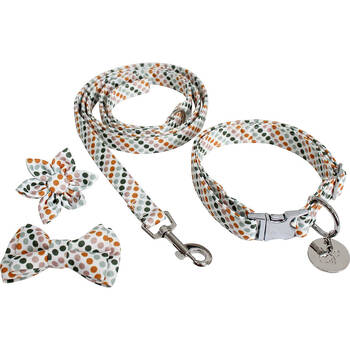 Lavida Polyester/Metal Pet/Dog M-L Collar & Accessories Set - Dottie