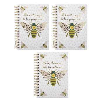 3PK LVD Bee Significance A5 Notebook Writing Stationery 15.5x21cm