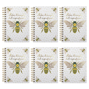 6PK LVD Bee Significance A5 Notebook Writing Stationery 15.5x21cm