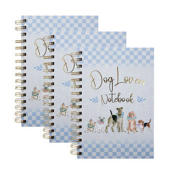 3PK LVD Dog Lovers A5 Notebook Spiral-Bound Writing Stationery