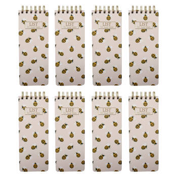 8PK LVD Busy Bee List Pad/Notepad Writing Stationery 8.5x23cm