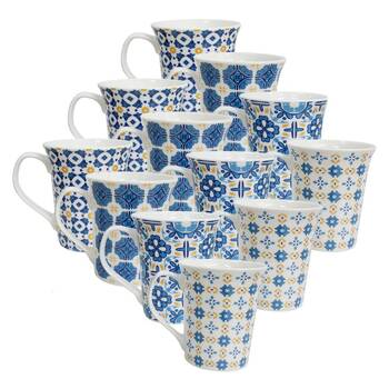 12PK Lavida Ceramic Mugs Moroc Tile 10.5x9cm - Assorted