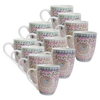 12PK Lavida Ceramic Mugs Pastel Moroc 10.5x8.5cm - Assorted