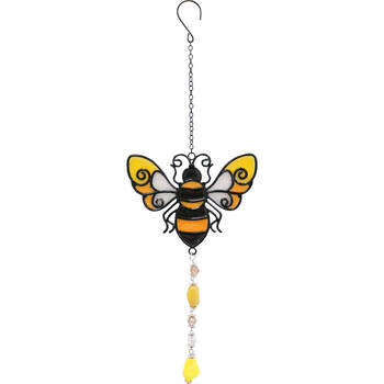 LVD Glass/Metal Bumble Bee Outdoor Hanging Suncatcher 36cm Yellow