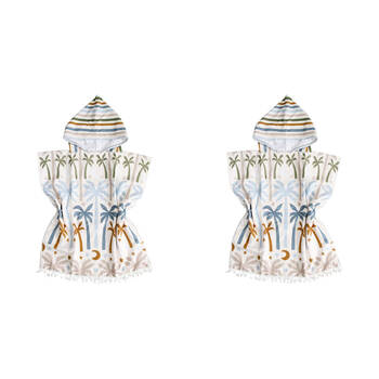 2PK LVD Microfibre Soft Kids Towel Hooded Poncho w/ Bag 70x70cm Retreat