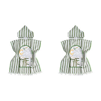 2PK LVD Microfibre Kids Towel Hooded Poncho w/ Bag 70x70cm Summer Greens