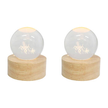 2PK LVD Wooden LED Glass Ball Sphere Bedroom Decoration 7x3cm Octopus
