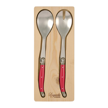 2pc Laguiole Etiquette 28cm Stainless Steel Salad Fork & Spoon - Multicolour