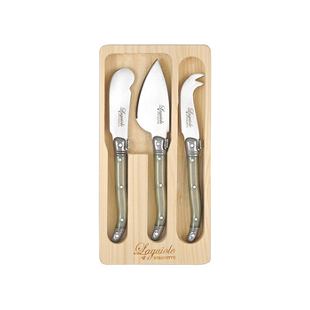 3pc Laguiole Etiquette Mini Cheese Knife Set - Mother Of Pearl