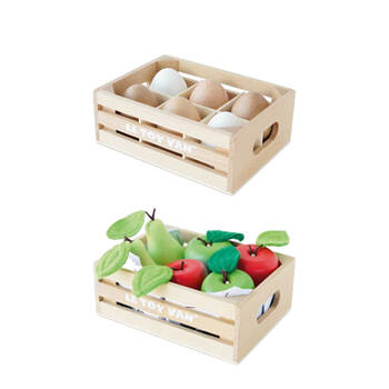 Le Toy Van Honeybake Farm Eggs in Crate/Apple and Pears in Crate Wooden Toy 2y+