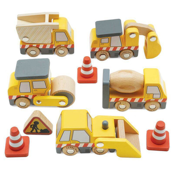 5pc Le Toy Van Construction Set w/ Signs/Cones 9x6cm Wooden Toy 2y+
