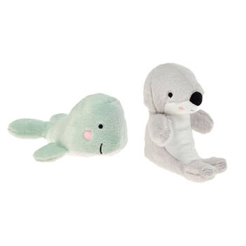 2pc Linen House Kids Scotty Seal and Wesley Whale Plush Toy Cushions Set