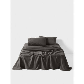Linen House Cotton Sateen Sheet w/ Pillowcase Set - Charcoal