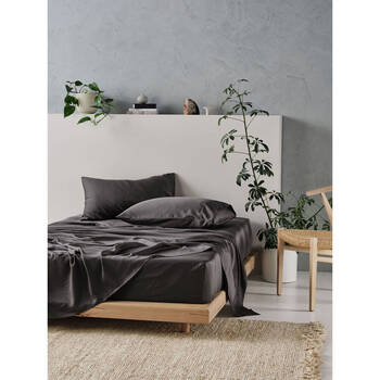 Linen House Tencel Bed Sheet w/ Pillowcase Set - Charcoal