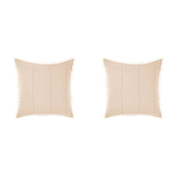 2PK Linen House Galicia European Blue/Sand Pillowcase 65x65cm - Pink