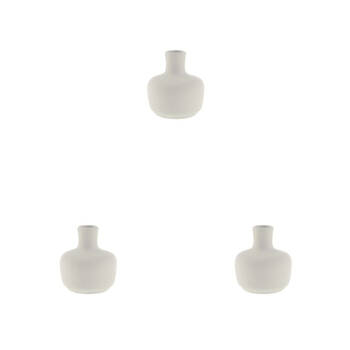 3PK Linen House Serra Stoneware Vase 7cm Home Decor - White