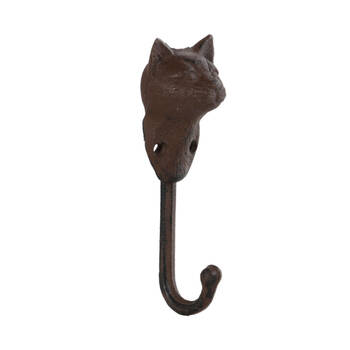 4PK Esschert Design Cast Iron Cat Wall Hook Indoor/Outdoor Decor 16cm Black