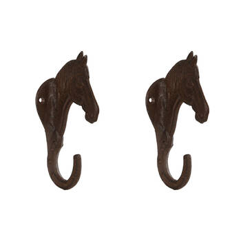 2PK Esschert Design Cast Iron Horse Wall Hook Indoor/Outdoor Decor 19.9cm Black