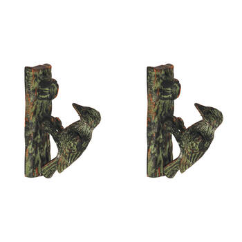 2PK Esschert Design Cast Iron Door Knocker Woodpecker Outdoor Decor 16.3cm Black
