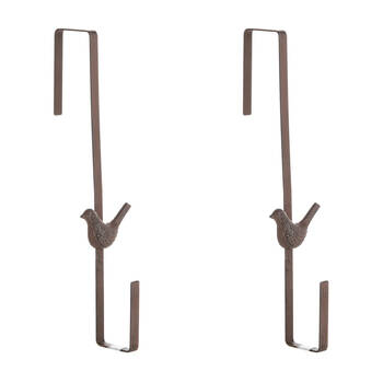 2PK Esschert Design Cast Iron Door Wreath Hanger Bird Home Decor 35.5 cm Brown