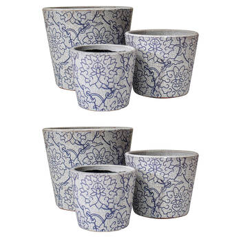 2x 3pc LVD Terracotta Planter Pot Set 15.5x14cm/12x10cm /9x8.5cm Fleur Blue