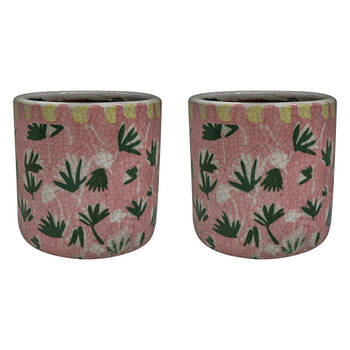 2PK LVD Terracotta Decorative Straight Planter Pot 12.5x12.5cm Funky Pink