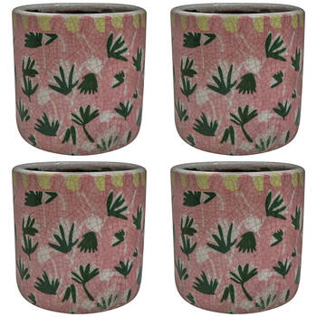 4PK LVD Terracotta Decorative Straight Planter Pot 12.5x12.5cm Funky Pink