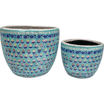2pc LVD Terracotta Indoor Decorative Planter Pot Set 21.5x18cm/16x12.5cm Flowers