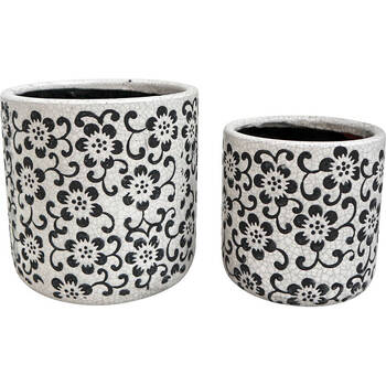 2pc LVD Terracotta Decorative Straight Planter Pot 15.5cm/12.5cm Daisy Chain