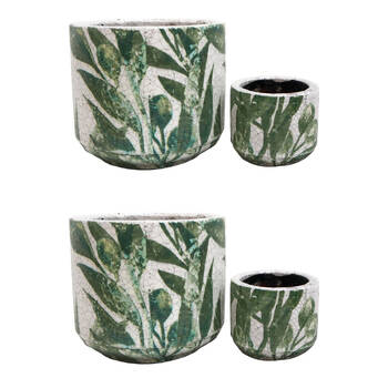 2x 2pc LVD Terracotta Indoor Decorative Planter Pot Set 15x13cm/9x7cm Olive