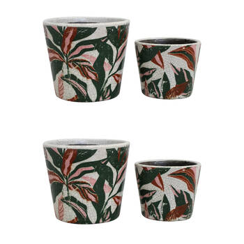 2x 2pc LVD Terracotta Indoor Decorative Planter Set 16x14cm/12x10cm Rainforest