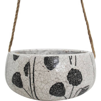 LVD Terracotta Hanging Rope Indoor/Outdoor Pot Pods 24x24x11cm Black & White