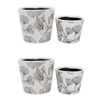 2x 2pc LVD Terracotta Indoor Decorative Planter Pot Set 16x14cm/12x10cm Ginko