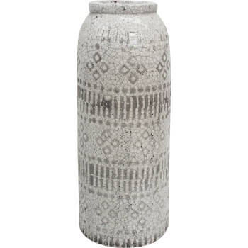LVD Extra Large Terracotta Decorative Crackle-Finish Inca Urn 15x37cm Grey