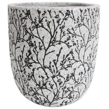 LVD Terracotta Decorative Tall Planter Pot 22x24cm Branching Black