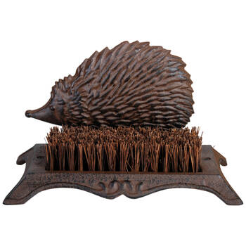 Esschert Design Cast Iron Bootscraper Hedgehog Outdoor Home Decor 25.3cm Brown