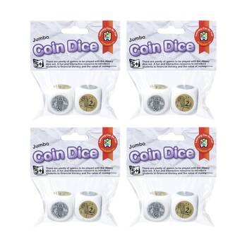 4x 2pc Learning Can Be Fun Jumbo Australian Coin Dice Educational Kids Toy 5y+