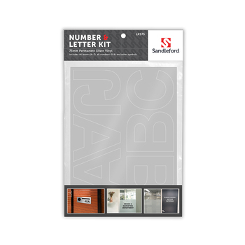 Sandleford 75mm Letters/Numbers Stickers Helvetica Silver