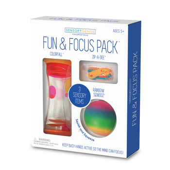 3PK Mindware Sensory Fun & Focus Colourfall/Zip-a-Dee/Squeeze Ball Kids 5y+