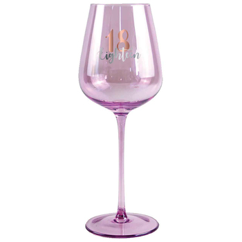 18th Birthday Coloured Stemmed 430ml Wine Glass w/ Rose Gold Decal