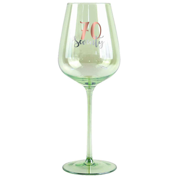 70th Birthday Coloured Stemmed 430ml Wine Glass w/ Rose Gold Decal
