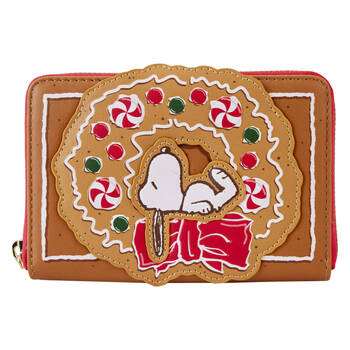 Peanuts Snoopy Gingerbread Wreath Zip Wallet 6x4in