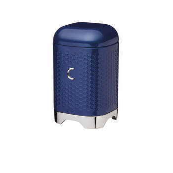 Lovello Carbon Steel Retro Coffee Canister w/ Geometric Finish - Midnight Navy