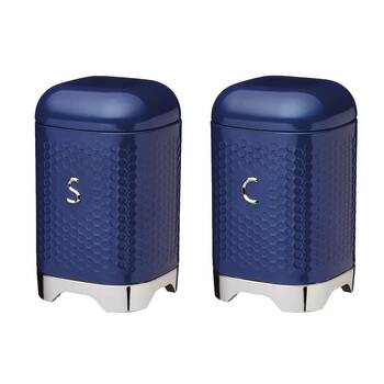 2pc Lovello Retro Coffee Canister & Sugar Jar Combo Set Navy