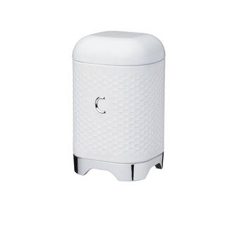 Lovello Carbon Steel Retro Coffee Canister w/ Geometric Finish - Ice White