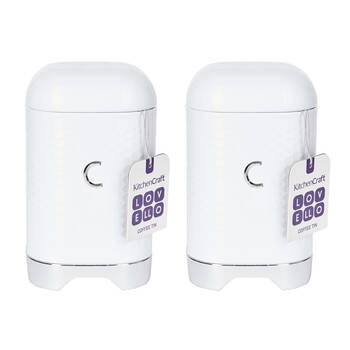 2PK Lovello Carbon Steel Retro Coffee Canister w/ Geometric Finish - Ice White